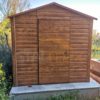 Záhradný domček 2,5×4×2,50 – zlatý dub (imitácia dreva), sedlová strecha, jednokrídlové dvere, okno - Image 4